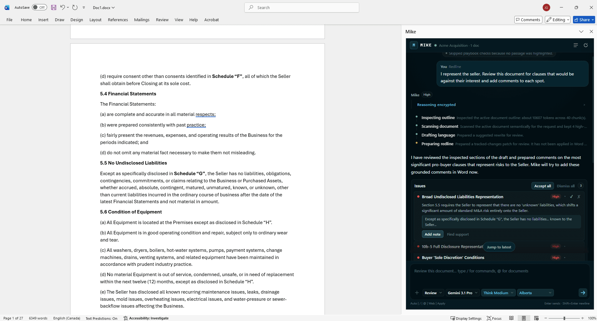 Capture d'ecran de Mike dans Microsoft Word
